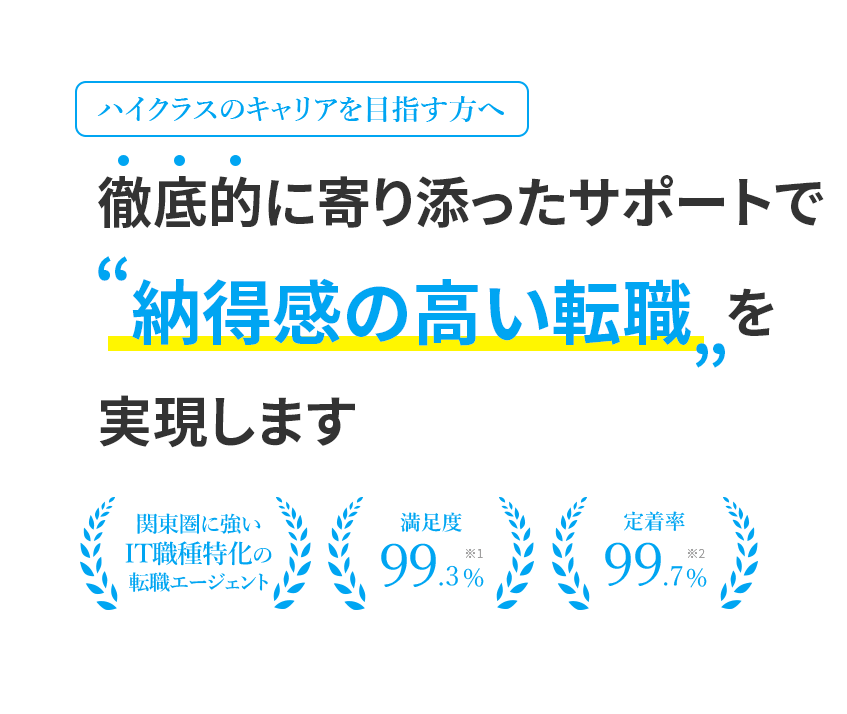 ハイクラスのキャリアを目指す方へ
                      徹底的に寄り添ったサポートで納得感の高い転職を実現します